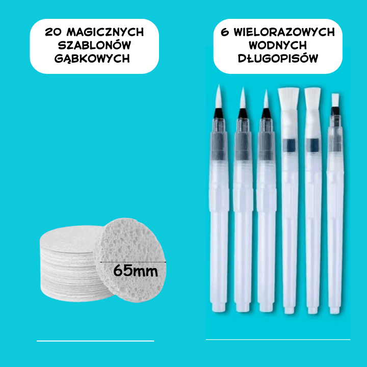 Wodne Cudaki 3D. Zestaw 20 szt. 6 Magiczne wodne markery Gratis